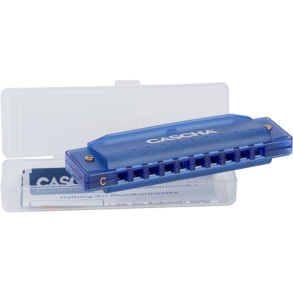 Cascha Fun Series 10-Hole Diatonic Harmonica in C-Major - Transparent Blue with Hard Case — view 2
