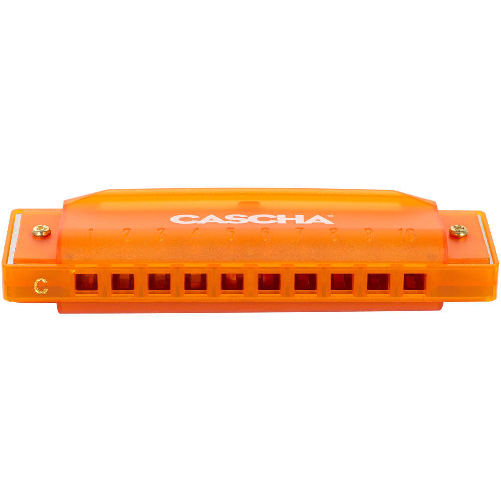 Cascha Fun Series 10-Hole Diatonic Harmonica in C-Major with Transparent Orange Design and Hard Case — view 3