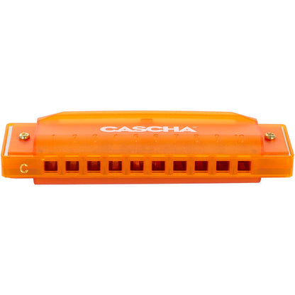 Cascha Fun Series 10-Hole Diatonic Harmonica in C-Major with Transparent Orange Design and Hard Case — view 3