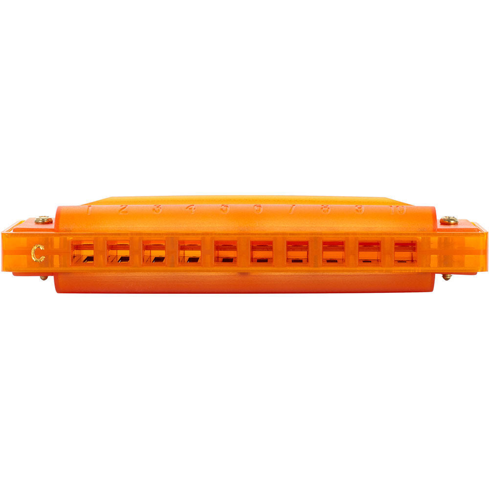 Cascha Fun Series 10-Hole Diatonic Harmonica in C-Major with Transparent Orange Design and Hard Case — view 4