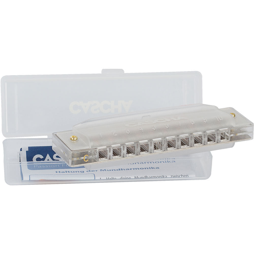 Cascha Fun Series 10-Hole Diatonic Harmonica in C-Major with Transparent Clear ABS Housing and Hard Case — view 2