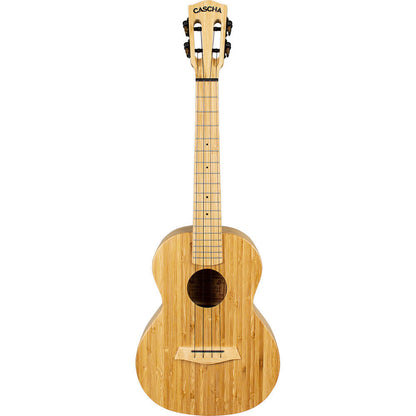 Cascha Bamboo Series Tenor Ukulele with 10mm Padded Case and Picks, Natural Finish — view 2