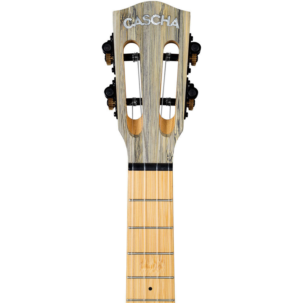 Cascha Bamboo Concert Ukulele with Graphite Finish, 10mm Padded Carry Bag, 3 Picks, 23" Size, Solid Bamboo Body, Satin Matt Finish — view 5