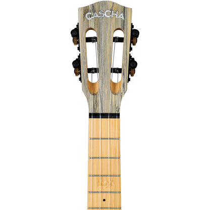 Cascha Bamboo Concert Ukulele with Graphite Finish, 10mm Padded Carry Bag, 3 Picks, 23" Size, Solid Bamboo Body, Satin Matt Finish — view 5