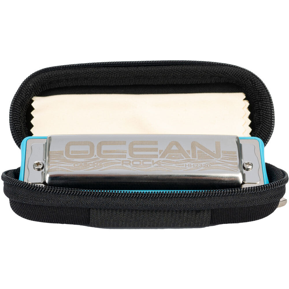 Cascha Ocean Rock Series Blues Harmonica Key of C with Blue Comb and Softcase — view 2