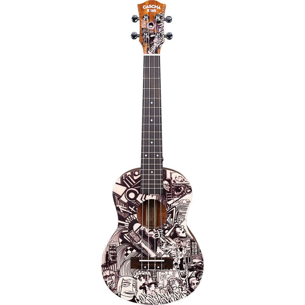 Cascha Art Series Sketch Tenor Ukulele with Solid Spruce Top, Mahogany Body, Rosewood Fingerboard, Aquila Strings, Carry Bag, and Picks — view 2