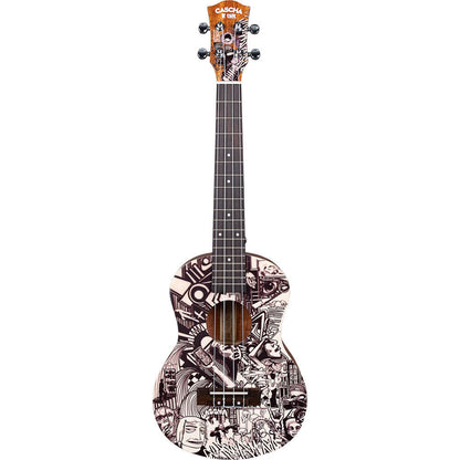 Cascha Art Series Sketch Tenor Ukulele with Solid Spruce Top, Mahogany Body, Rosewood Fingerboard, Aquila Strings, Carry Bag, and Picks — view 2