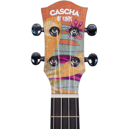 Cascha Art Series Tenor Ukulele - Flowers Design, Solid Spruce Top, Mahogany Body, Rosewood Fingerboard, Includes Carry Bag & Picks — view 6