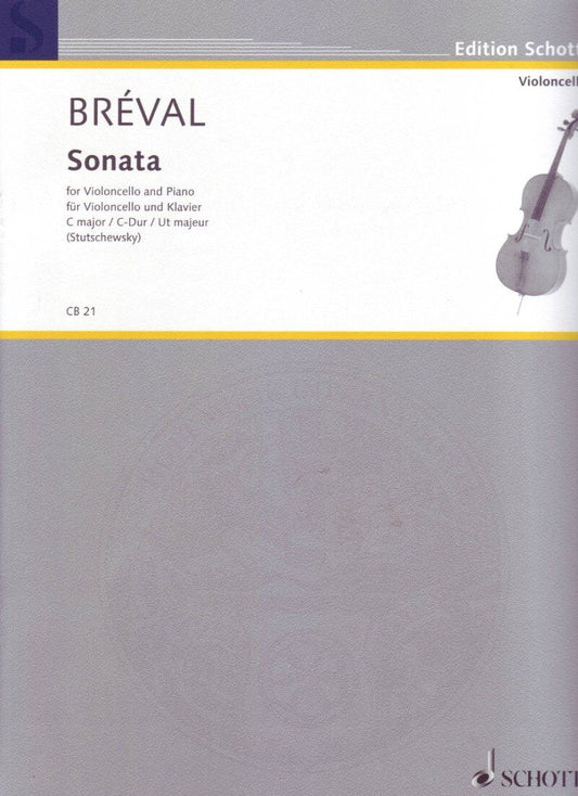 Breval - Sonata in C Major Op. 40 for Cello and Piano, Arranged by Stutschewsky, Published by Schott Music, 20 Pages