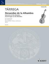 Tarrega - Recuerdos de la Alhambra for Cello Quartet, 24 Pages, Published by Schott Music