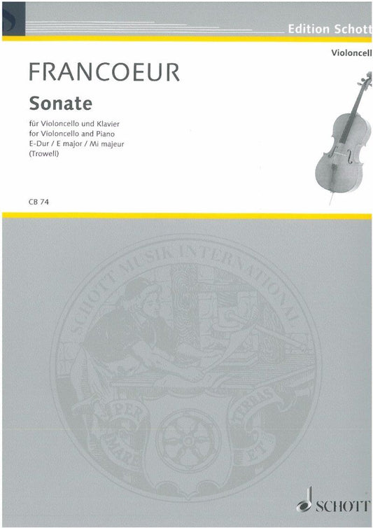 Francois Francoeur - Sonata in E Major for Cello and Piano, 24 Pages, Published by Schott Music