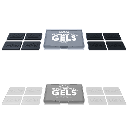 Remo Crown Control Gels - Clear, 8 Pieces, Non-Toxic, Overtone Dampening for Drums and Percussion, Washable, Stick Bag Friendly
