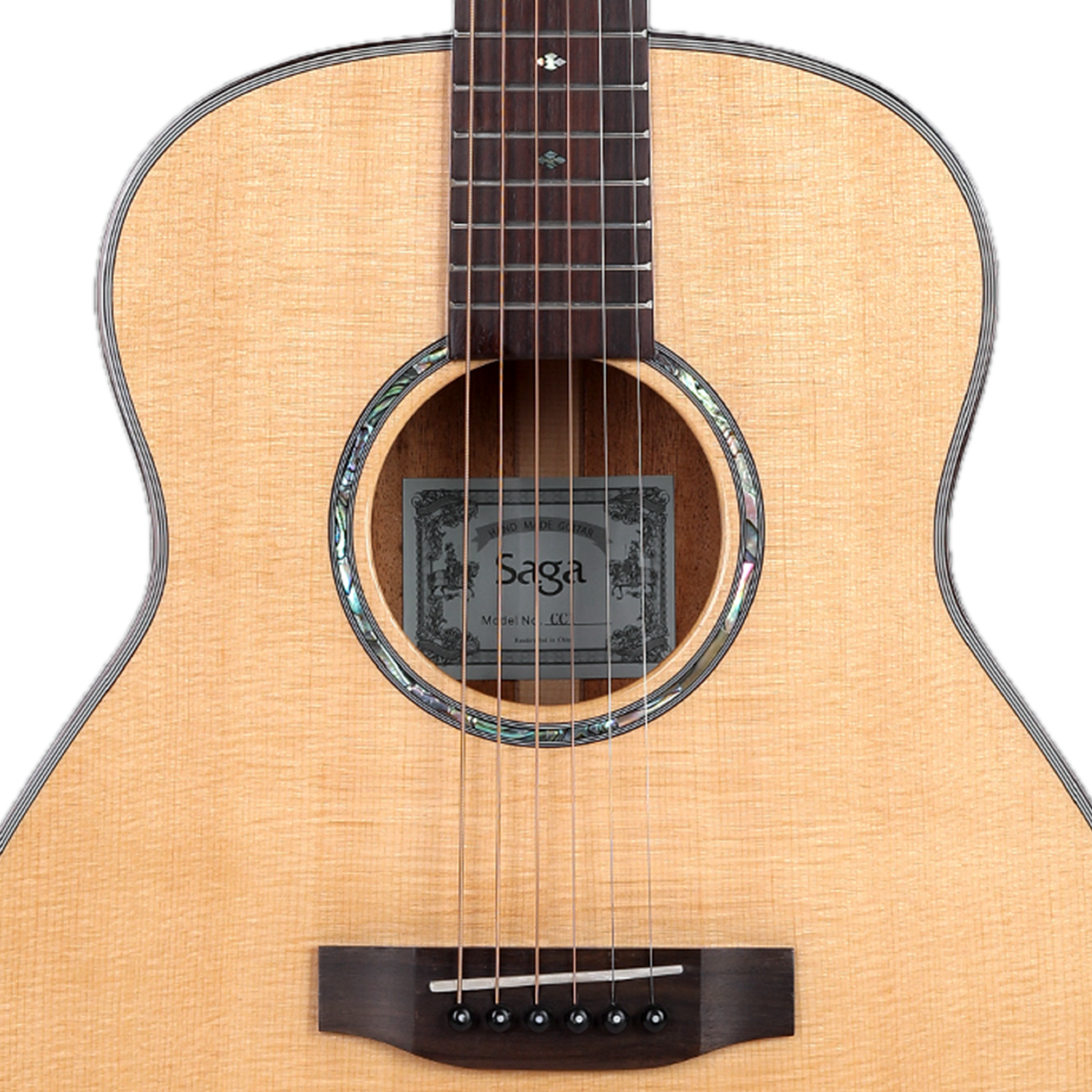 Saga CC1 All Solid Top 36" Small Body Acoustic Guitar - Natural Finish — view 3