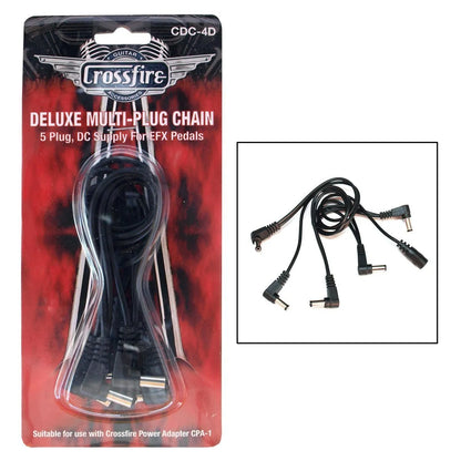 Crossfire 5-Plug Deluxe Daisy Chain Pedal Power Cable with Right Angle Plugs — view 2
