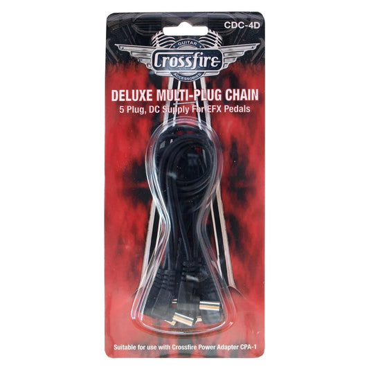 Crossfire 5-Plug Deluxe Daisy Chain Pedal Power Cable with Right Angle Plugs