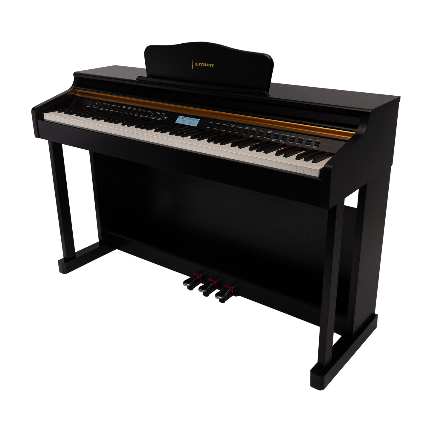 Crown CDP-913 Black Upright 88-Key Digital Piano with French Dream Sound Engine and 600 Tones