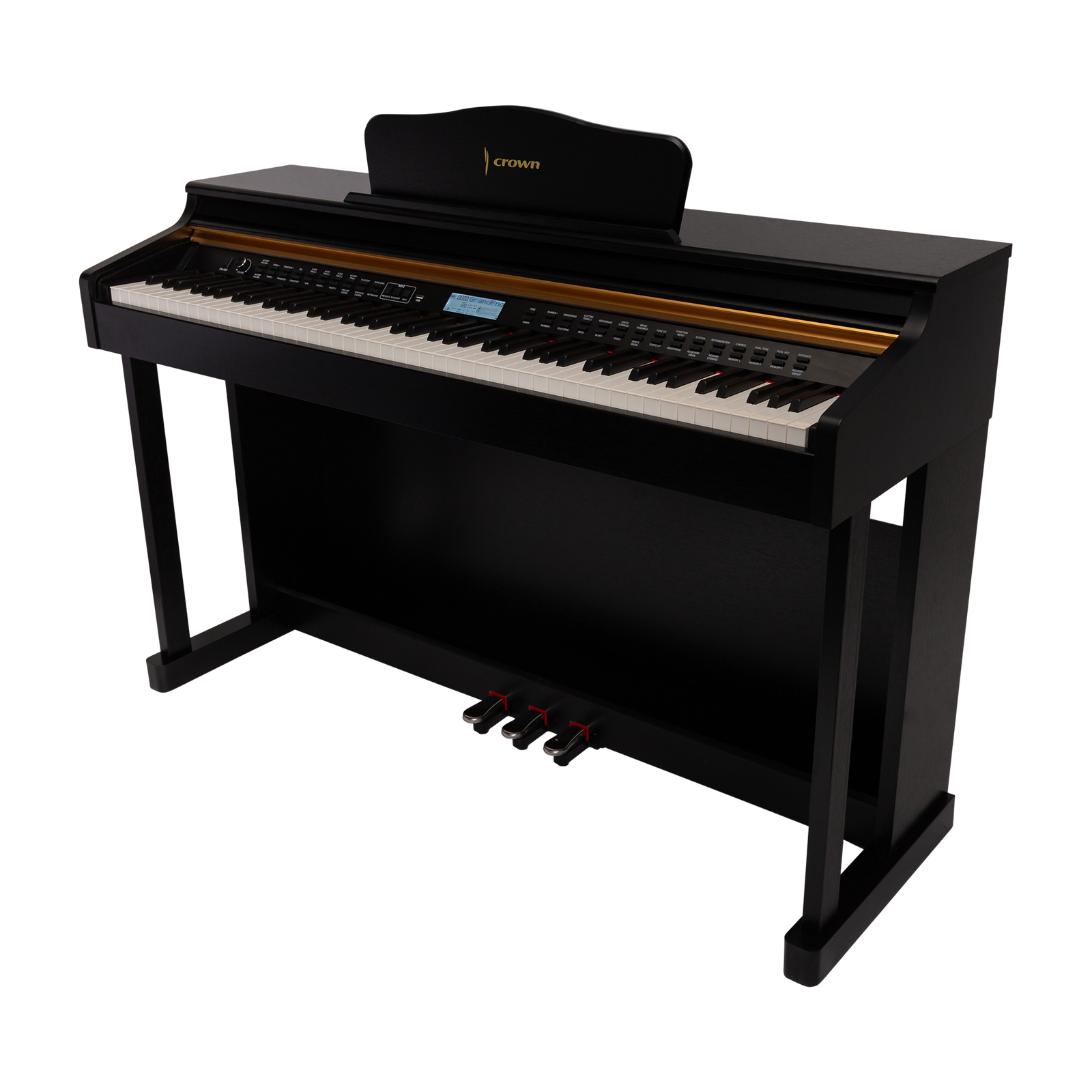 Crown CDP-913 Black Upright 88-Key Digital Piano with French Dream Sound Engine and 600 Tones