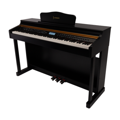 Crown CDP-913 Black Upright 88-Key Digital Piano with French Dream Sound Engine and 600 Tones