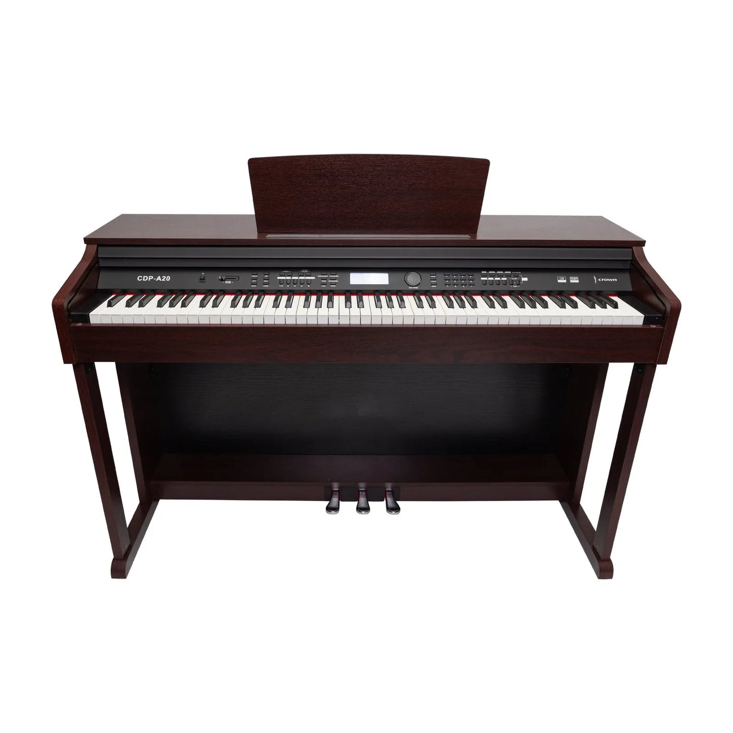 Crown CDP-A20 88-Key Touch Responsive Digital Piano with LCD, USB, MIDI, and Weighted Keys - Walnut Finish — view 2