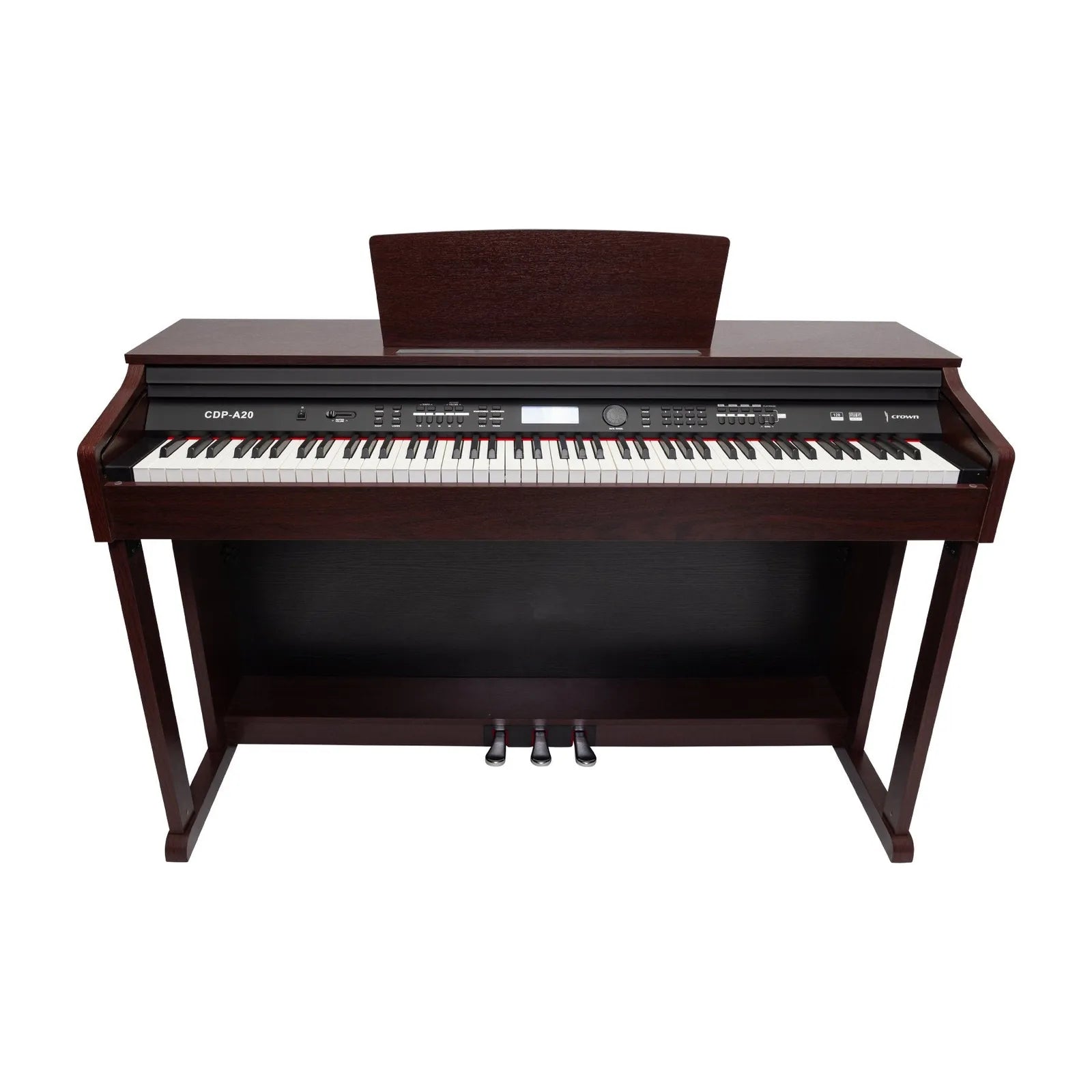 Crown CDP-A20 88-Key Touch Responsive Digital Piano with LCD, USB, MIDI, and Weighted Keys - Walnut Finish — view 2