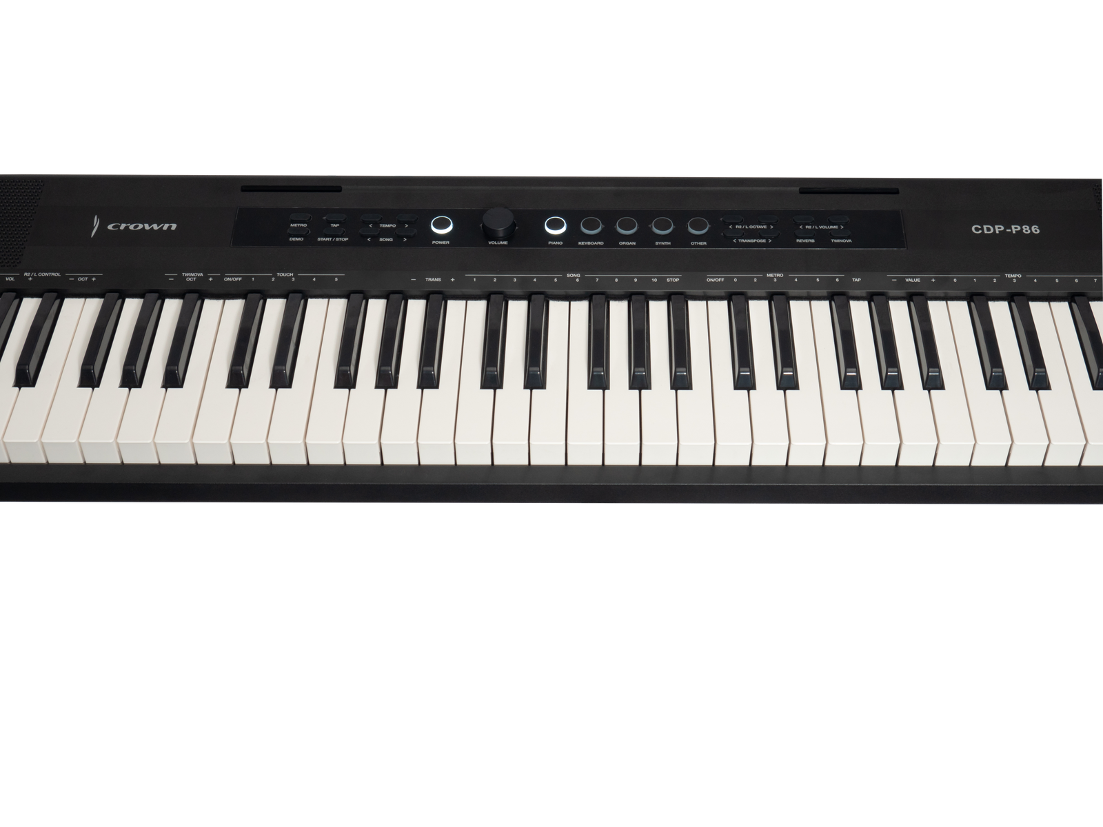 Crown P86 88-Key Touch Responsive Digital Piano with LCD Display and USB Port (Black) — view 4