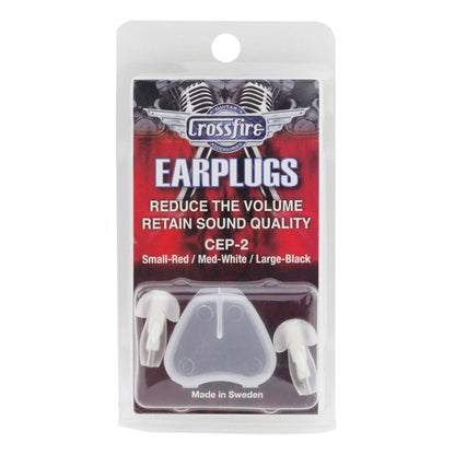 Crossfire Deluxe Medium Earplugs - White, Class-3 Protection (18-21dB), Reusable, Made in Sweden, Guitar Accessories
