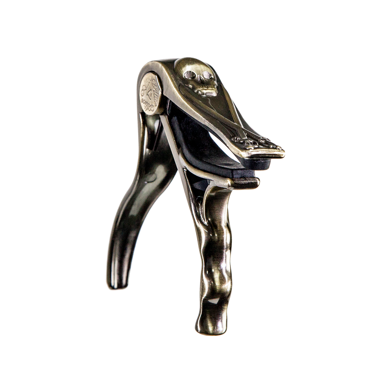Crossfire Skull Trigger-Style Acoustic Guitar Capo - Bronze