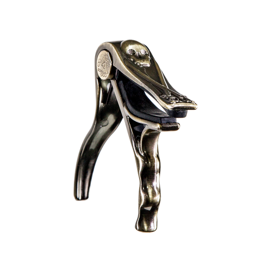 Crossfire Trigger-Style Skull Acoustic Guitar Capo - Bronze