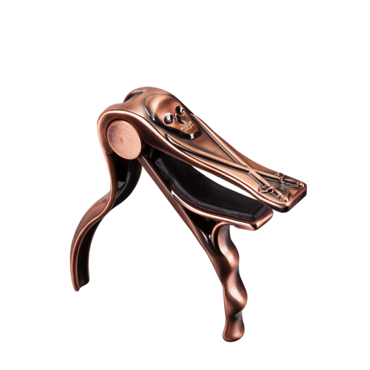 Crossfire Trigger-Style Skull Acoustic Guitar Capo Antique Bronze