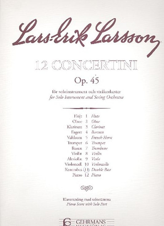 Concertino Op 45 No 11 Double Bass/Piano Book