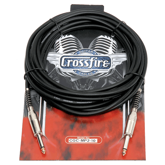 Crossfire 10' / 3 Metre Instrument Cable with Chrome Straight Jacks and Gold Plated Tips