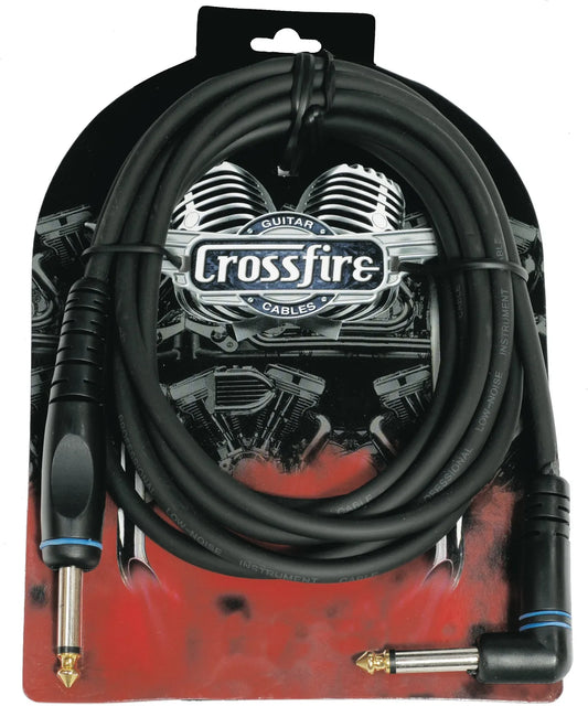 Crossfire 10' Instrument Cable with Right Angle/Straight Moulded Jacks