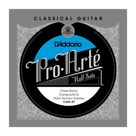 D'Addario CGH-3T Pro-Arte Clear Nylon w- Composite G Classical Guitar Half Set, Hard Tension