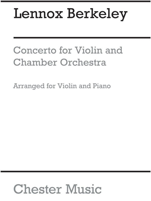 Berkeley - Concerto Op 59 For Violin/Piano (Softcover Book)