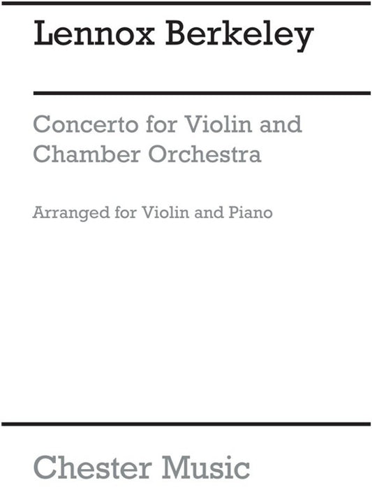 Berkeley - Concerto Op 59 For Violin/Piano (Softcover Book)