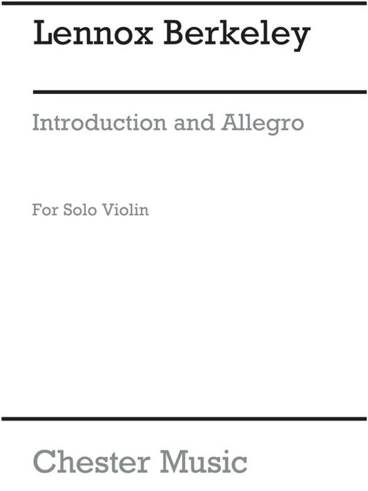 Berkeley - Introduction And Allegro Op 24 Solo Violin (Softcover Book)