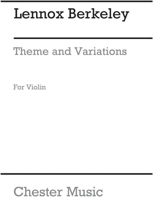 Berkeley - Theme And Variations Op 33 No 1 Solo Violin (Softcover Book)