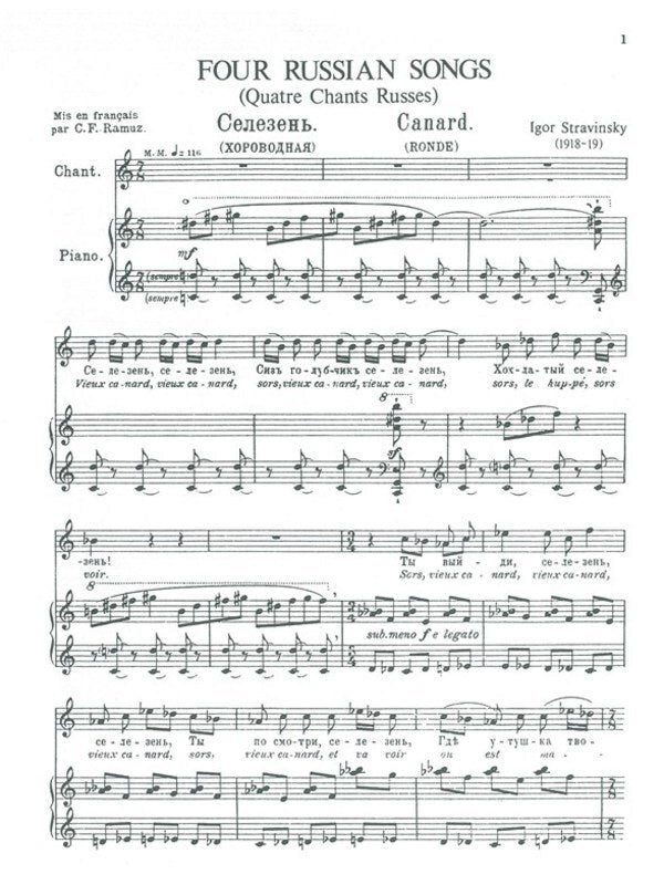Stravinsky - Four Russian Songs High Voice/Piano