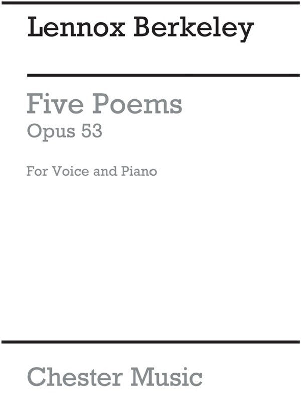 Berkeley 5 Poems Op 53 Voice And Piano (Softcover Book)