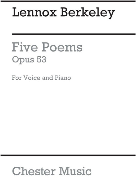 Berkeley 5 Poems Op 53 Voice And Piano (Softcover Book)