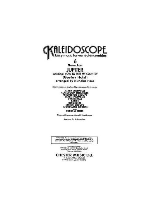 Kaleidoscope 06 Jupiter by Gustav Holst, Edited by Nicholas Hare, Ensemble Arrangement, Chester Music, 1 Page