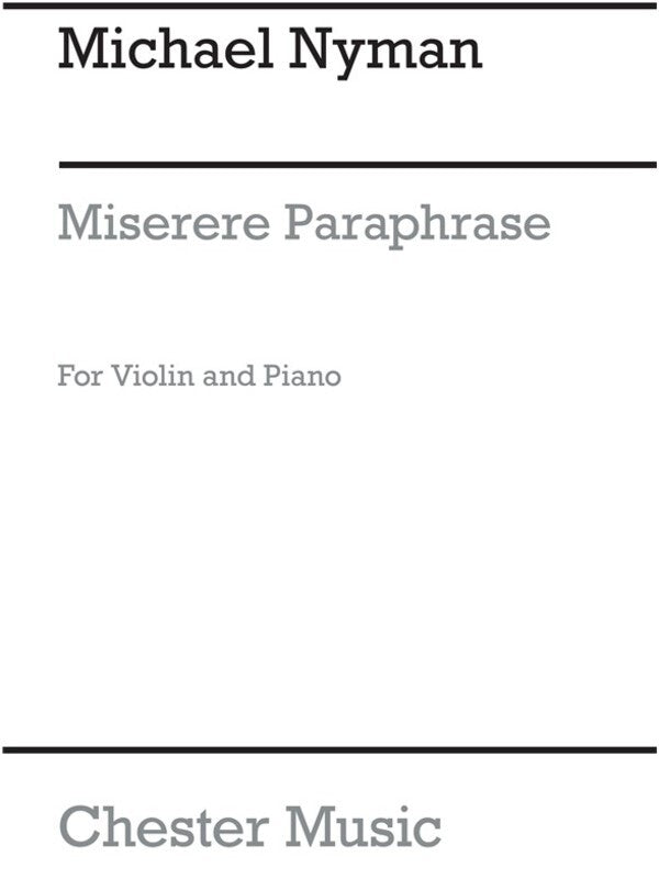 Miserere Paraphrase For Violin/Piano (Softcover Book)