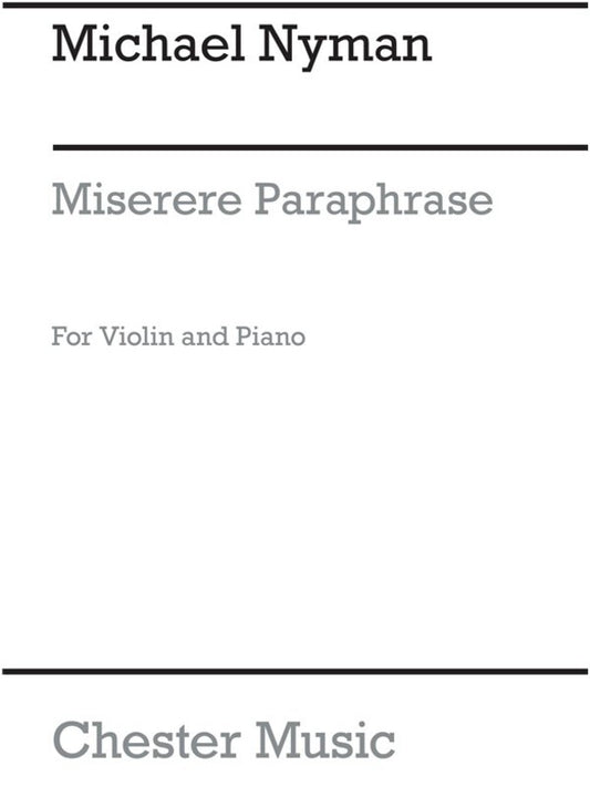 Miserere Paraphrase For Violin/Piano (Softcover Book)