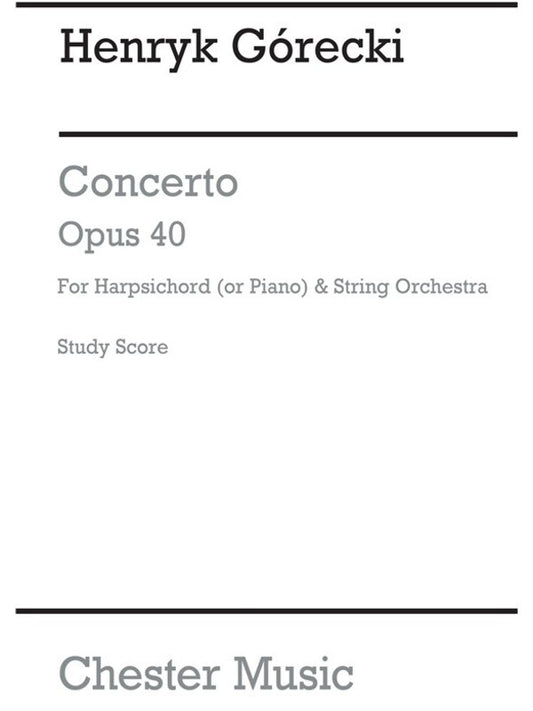 Concerto For Harpsichord And Orch (Music Score) Book