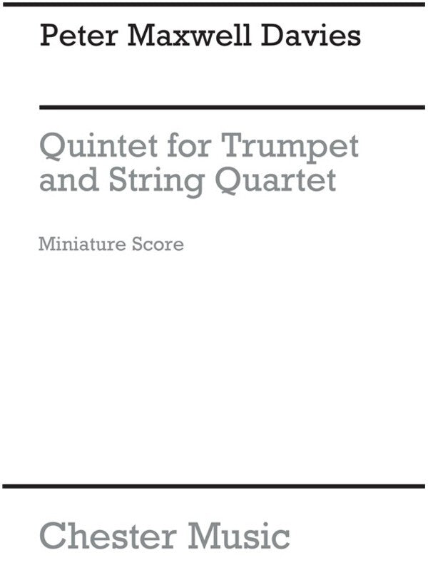 Peter Maxwell Davies Qunitet Trumpet (Music Score) Book