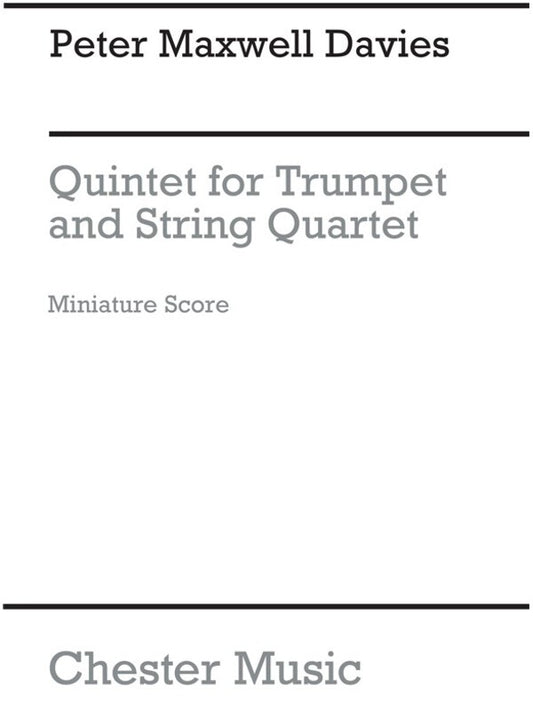 Peter Maxwell Davies Qunitet Trumpet (Music Score) Book