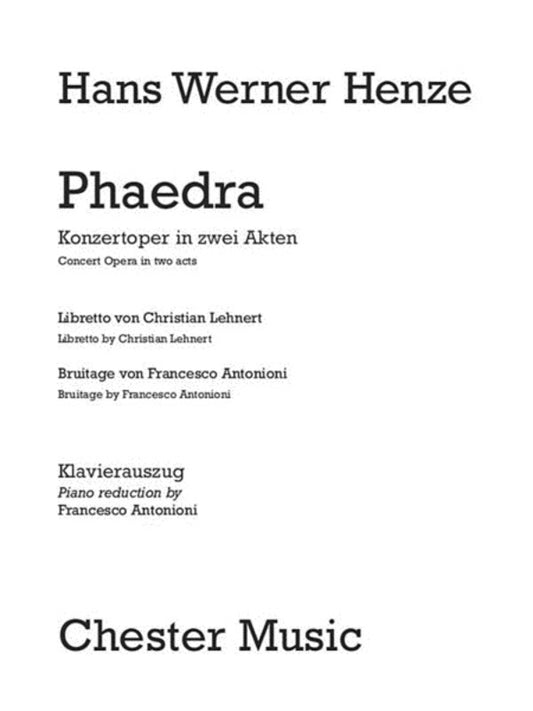 Henze - Phaedra Vocal Score