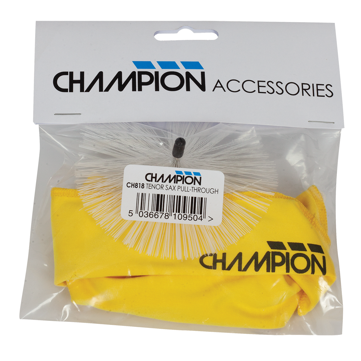 Champion CH818 Tenor Sax Pull-Through with Yellow Microfibre Cloth and Synthetic Brush — view 5