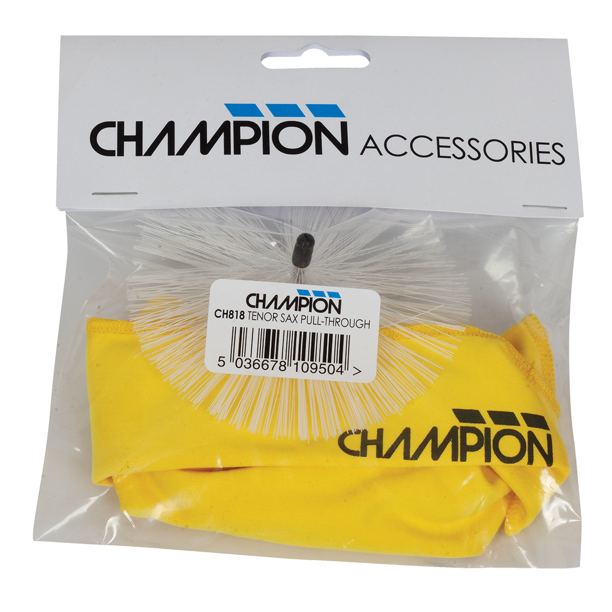 Champion CH818 Tenor Sax Pull-Through with Yellow Microfibre Cloth and Synthetic Brush — view 4