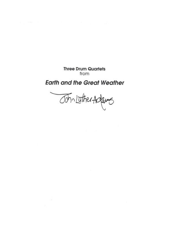 Three Drum Quartets - Earth And The Great Weather (Music Score/Parts) Book